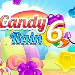 알록달록한 배경에 귀여운 막대 사탕 캐릭터와 여러 가지 색상의 사탕들이 있는 장면