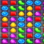 다양한 색상의 젤리 모양 아이콘들이 격자에 배열된 모습