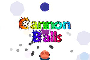 알록달록한 글씨로 Cannon Balls가 쓰여 있으며, 주위에 다양한 색상의 육각형과 작은 원들이 흩어져 있다
