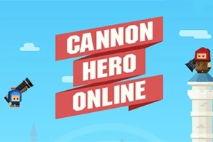 파란 배경에 양쪽에 캐논을 든 캐릭터들과 중앙에 CANNON HERO ONLINE이라는 글자가 있는 이미지