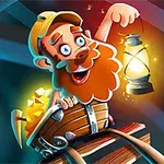 광산 마차에 탑승해 횃불을 든 수염난 남자