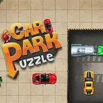 다양한 색상의 자동차들이 주차된 퍼즐 형식의 주차장
