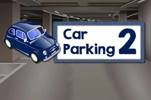 파란 자동차가 포함된 주차장 배경과 Car Parking 2라는 글자가 적힌 표지