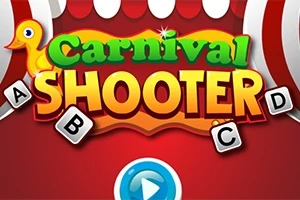 붉은 배경에 Carnival Shooter라는 글자와 함께 오리 일러스트가 있고 아래에 파란 재생 버튼이 있는 이미지