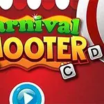붉은 배경에 Carnival Shooter라는 글자와 함께 오리 일러스트가 있고 아래에 파란 재생 버튼이 있는 이미지