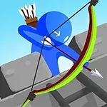 파란색 스틱맨이 성벽 위에서 활을 겨누고 있다