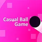 분홍색 배경에 검은 공과 함께 Casual Ball Game이라는 텍스트가 있는 이미지