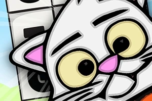 귀엽고 큰 눈을 가진 만화 스타일의 흰 고양이 얼굴