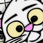 귀엽고 큰 눈을 가진 만화 스타일의 흰 고양이 얼굴