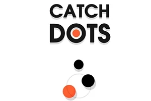 CATCH DOTS라는 글자 위에 검은색과 빨간색 점들이 배치된 이미지
