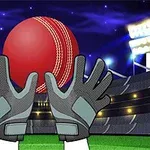 야구장에서 장갑을 낀 손이 빨간 공을 잡으려는 모습