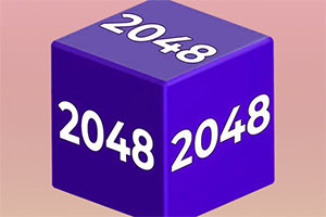 파란색 큐브에 숫자 2048이 각 면에 쓰여 있습니다