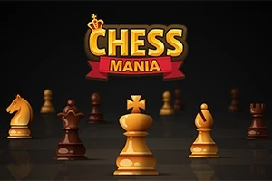 체스말들이 어두운 배경 위에 배열되어 있으며, 위쪽에 CHESS MANIA라는 글자가 보임