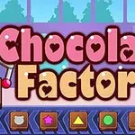 초콜릿 공장 테마의 만화 스타일 글자와 기계들이 있는 이미지