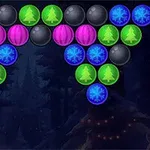 어두운 숲 배경에 다양한 색상의 원형 기호들이 정렬되어 있는 이미지