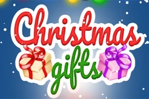 Christmas gifts라는 글자와 리본으로 장식된 두 개의 선물이 그려져 있습니다