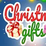 Christmas gifts라는 글자와 리본으로 장식된 두 개의 선물이 그려져 있습니다