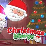 산타클로스와 엘프가 선물을 들고 있으며, 크리스마스 트리 옆에 있는 창문으로 눈이 내리고 있는 방의 모습