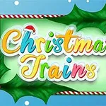 크리스마스 테마의 알록달록한 Christmas Trains 텍스트와 홀리 나뭇잎 장식