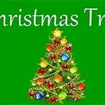 녹색 배경 위에 다양한 색의 장식과 별 모양 장식이 있는 크리스마스 트리가 있는 이미지