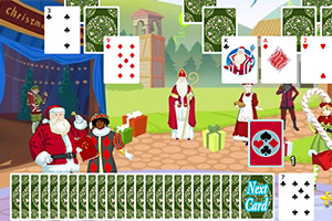 산타클로스와 크리스마스 장식, 카드를 들고 있는 인물들이 있는 크리스마스 테마의 풍경