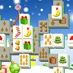 겨울 배경에 크리스마스 테마 아이콘이 있는 퍼즐 타일 배열