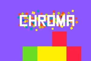 보라색 배경 위에 CHROMA라는 글자가 있으며, 다양한 색상의 작은 사각형들이 흩뿌려져 있고, 아래에는 녹색, 노란색, 빨간색으로 구성된 큰 사각형들이 있다