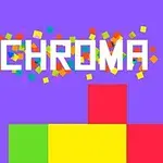 보라색 배경 위에 CHROMA라는 글자가 있으며, 다양한 색상의 작은 사각형들이 흩뿌려져 있고, 아래에는 녹색, 노란색, 빨간색으로 구성된 큰 사각형들이 있다