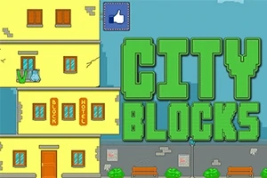 노란 건물 옆에 CITY BLOCKS라는 큰 초록색 글씨가 있는 이미지