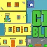 노란 건물 옆에 CITY BLOCKS라는 큰 초록색 글씨가 있는 이미지