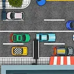 도로 위 여러 색상의 차량들이 줄지어 주차된 모습