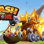 대포와 만화 캐릭터들이 담긴 카트가 포함된 활기찬 전투 장면