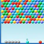 다양한 색상의 공들이 가득 찬 화면에서 아래쪽 중앙에 화살표가 있는 모습