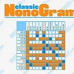 클래식 노노그램 퍼즐이 숫자 힌트와 함께 가로 세로로 배치된 이미지