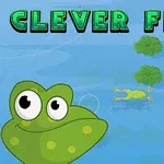 큰 눈을 가진 개구리가 수면 위 연잎 사이를 뛰어다니고 있는 이미지