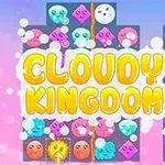 귀여운 얼굴이 그려진 다채로운 색상의 구름 모양이 배경에 있고, 중앙에 노란색 글씨로 CLOUDY KINGDOM 3라는 텍스트가 있음