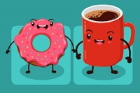 커피 브레이크 퍼즐: 접시에 도넛을 밀어 레벨 해결하기