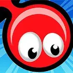 파란색 배경에 큰 눈을 가진 빨간색 캐릭터