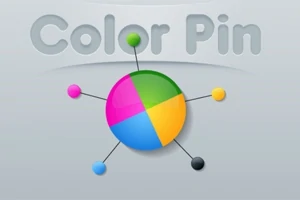 컬러 핀과 함께 다양한 색상으로 분할된 원형 도형이 배치된 이미지