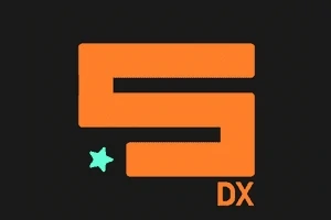 주황색 대문자 S 모양 위에 작은 초록색 별과 DX가 있는 로고 이미지