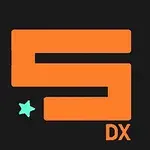 주황색 대문자 S 모양 위에 작은 초록색 별과 DX가 있는 로고 이미지