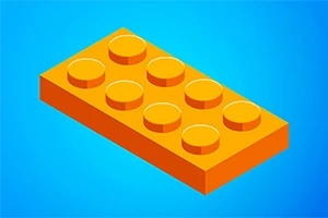 주황색 2x4 블록이 파란색 배경 위에 있는 모습