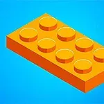 주황색 2x4 블록이 파란색 배경 위에 있는 모습