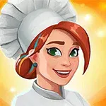 여자 요리사가 요리사 모자를 쓰고 웃고 있는 그림