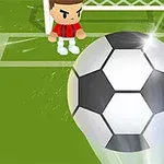 축구 골대 앞에 큰 축구공과 캐릭터가 있는 장면