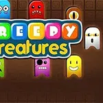 다양한 표정을 가진 색색의 괴물들이 Creepy Creatures라는 텍스트 주위에 배치된 이미지