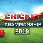 황금색 트로피와 빨간 크리켓 공이 있는 경기장의 배경에 CRICKET CHAMPIONSHIP 2019라는 글자가 쓰여져 있습니다