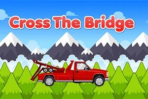 빨간 견인차가 산과 나무가 있는 배경 앞에 서 있는 모습