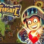 만화 스타일의 캐릭터가 붉은 보석을 들고 있으며, 배경으로 복잡한 지도가 있는 이미지