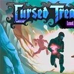 어두운 동굴 안에서 빛나는 보석을 든 캐릭터와 두 명의 캐릭터가 뒤쫓는 장면